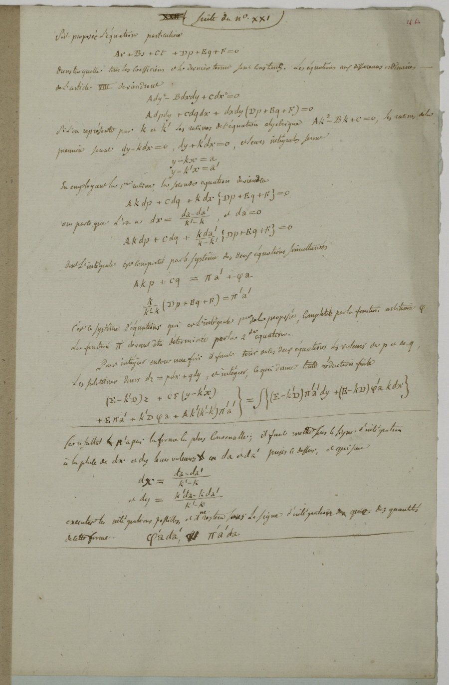 Mémoire sur le calcul intégral des équations aux différences partielles linéaires, de tous les ordres et à deux variables principales